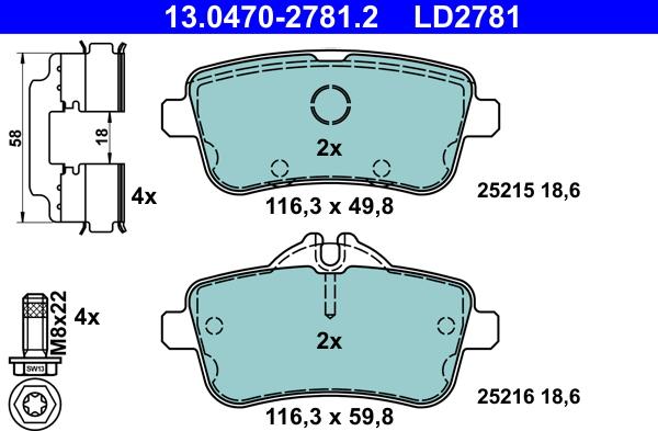 ATE 13.0470-2781.2 - Set placute frana,frana disc aaoparts.ro