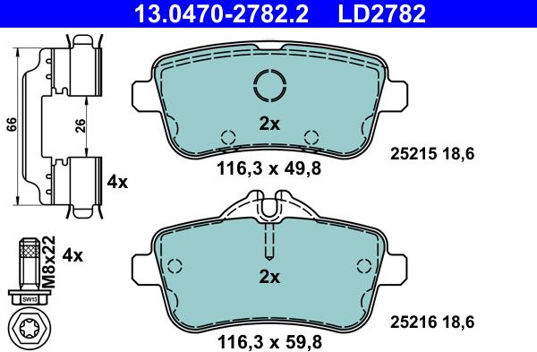 ATE 13.0470-2782.2 - Set placute frana,frana disc aaoparts.ro