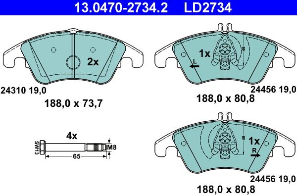 ATE 13.0470-2734.2 - Set placute frana,frana disc aaoparts.ro