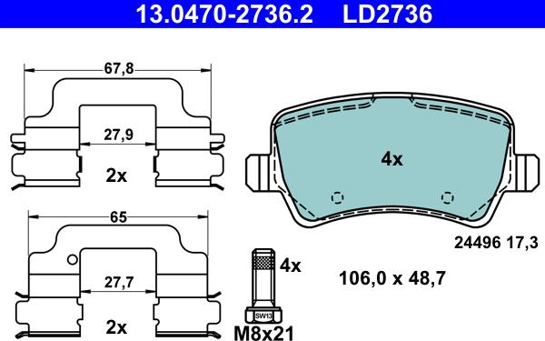 ATE 13.0470-2736.2 - Set placute frana,frana disc aaoparts.ro