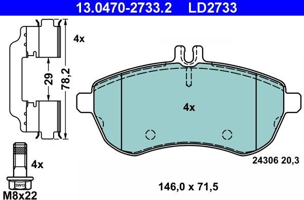 ATE 13.0470-2733.2 - Set placute frana,frana disc aaoparts.ro