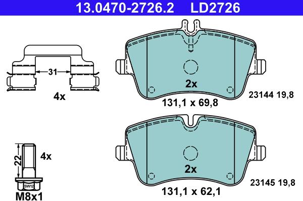 ATE 13.0470-2726.2 - Set placute frana,frana disc aaoparts.ro