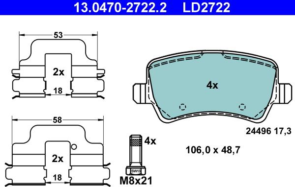 ATE 13.0470-2722.2 - Set placute frana,frana disc aaoparts.ro