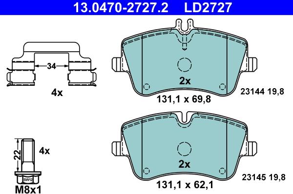 ATE 13.0470-2727.2 - Set placute frana,frana disc aaoparts.ro