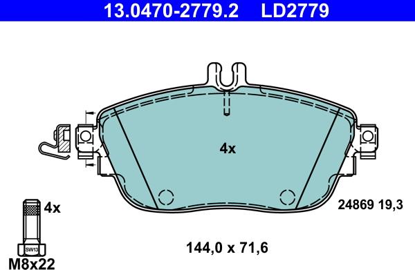 ATE 13.0470-2779.2 - Set placute frana,frana disc aaoparts.ro