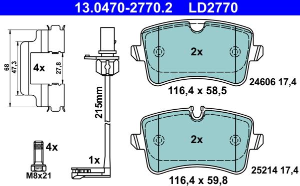 ATE 13.0470-2770.2 - Set placute frana,frana disc aaoparts.ro