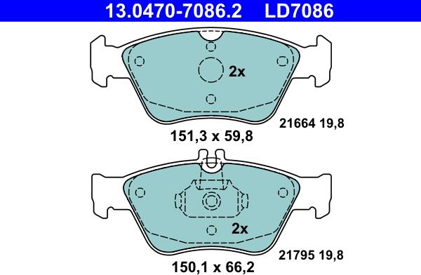 ATE 13.0470-7086.2 - Set placute frana,frana disc aaoparts.ro