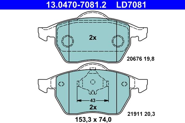 ATE 13.0470-7081.2 - Set placute frana,frana disc aaoparts.ro