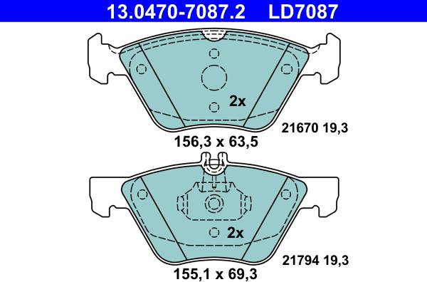 ATE 13.0470-7087.2 - Set placute frana,frana disc aaoparts.ro