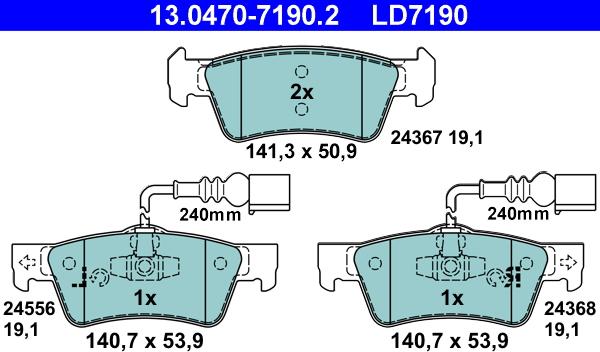 ATE 13.0470-7190.2 - Set placute frana,frana disc aaoparts.ro