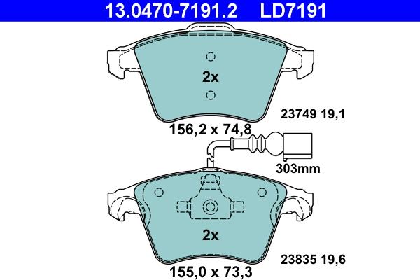 ATE 13.0470-7191.2 - Set placute frana,frana disc aaoparts.ro