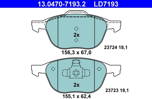 ATE 13.0470-7193.2 - Set placute frana,frana disc aaoparts.ro