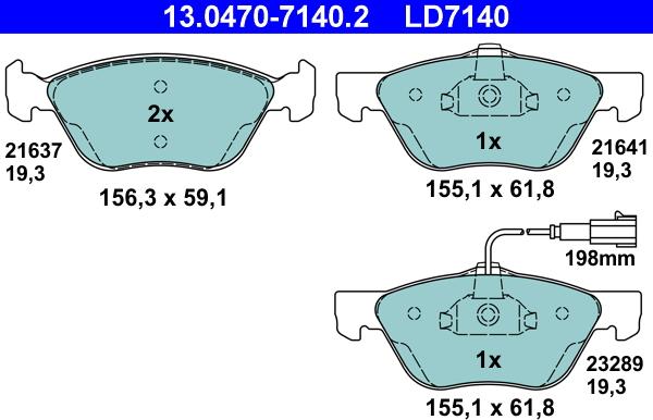 ATE 13.0470-7140.2 - Set placute frana,frana disc aaoparts.ro