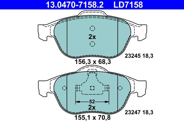 ATE 13.0470-7158.2 - Set placute frana,frana disc aaoparts.ro