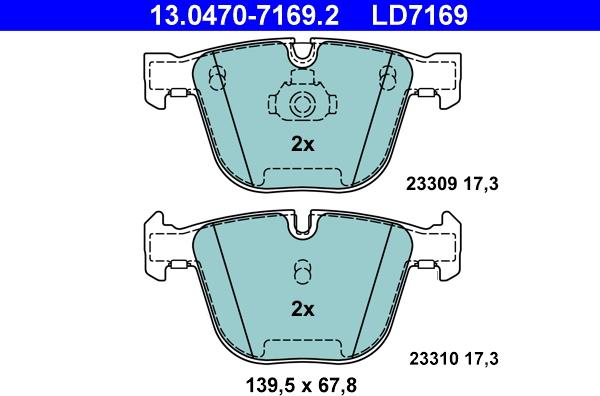 ATE 13.0470-7169.2 - Set placute frana,frana disc aaoparts.ro