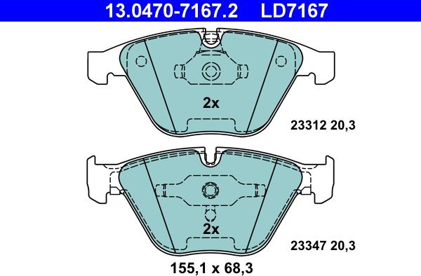 ATE 13.0470-7167.2 - Set placute frana,frana disc aaoparts.ro