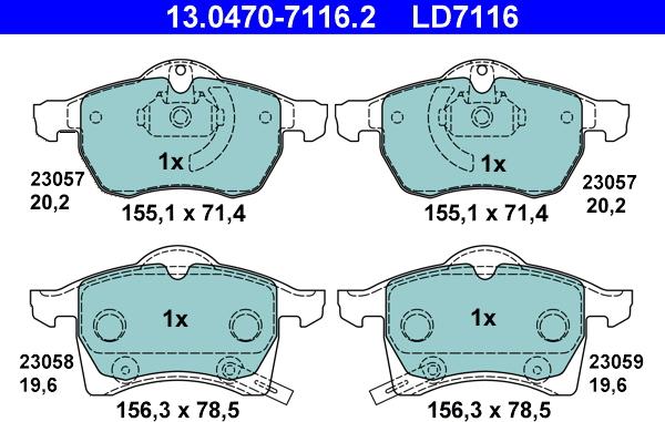 ATE 13.0470-7116.2 - Set placute frana,frana disc aaoparts.ro