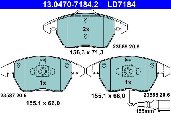 ATE 13.0470-7184.2 - Set placute frana,frana disc aaoparts.ro