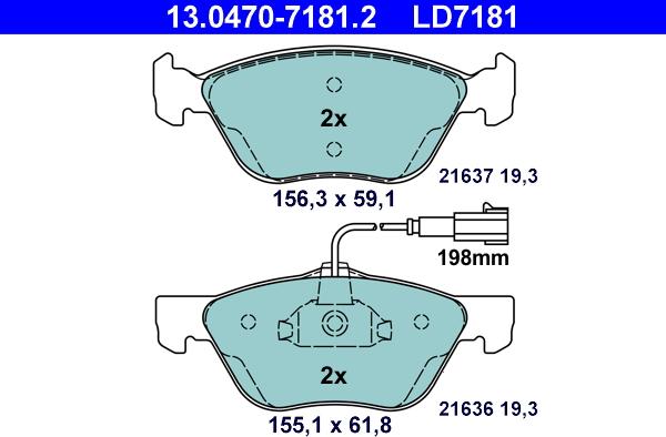 ATE 13.0470-7181.2 - Set placute frana,frana disc aaoparts.ro