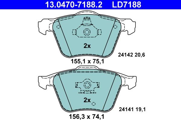 ATE 13.0470-7188.2 - Set placute frana,frana disc aaoparts.ro