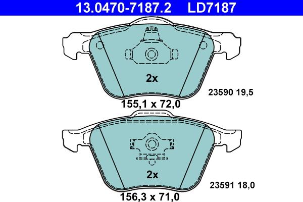 ATE 13.0470-7187.2 - Set placute frana,frana disc aaoparts.ro