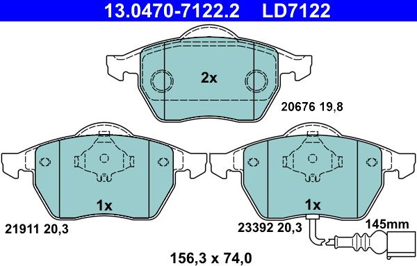 ATE 13.0470-7122.2 - Set placute frana,frana disc aaoparts.ro