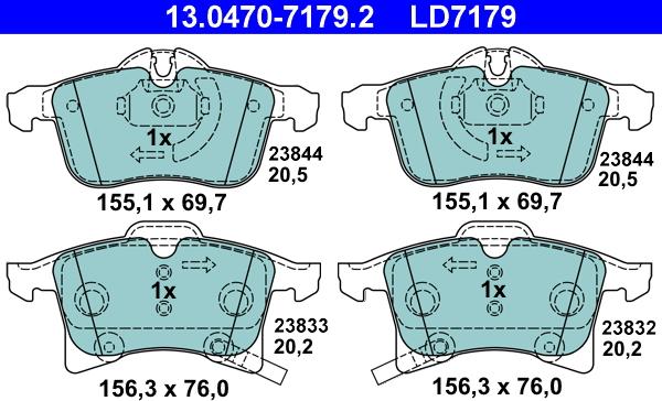 ATE 13.0470-7179.2 - Set placute frana,frana disc aaoparts.ro