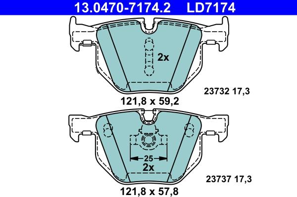 ATE 13.0470-7174.2 - Set placute frana,frana disc aaoparts.ro