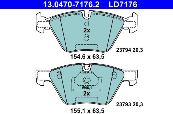 ATE 13.0470-7176.2 - Set placute frana,frana disc aaoparts.ro