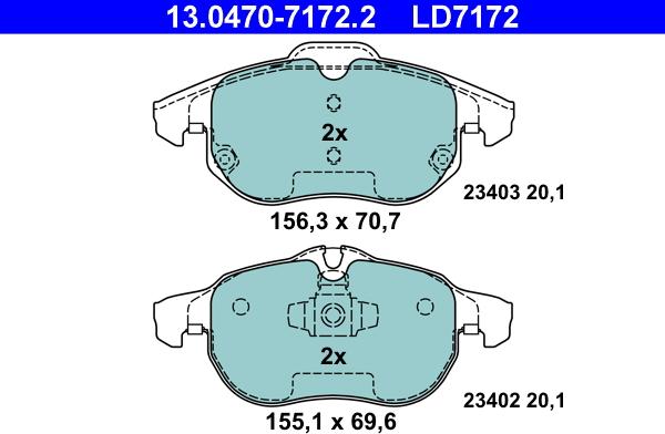 ATE 13.0470-7172.2 - Set placute frana,frana disc aaoparts.ro