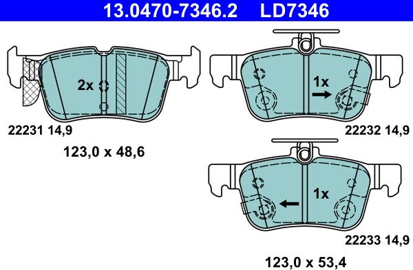 ATE 13.0470-7346.2 - Set placute frana,frana disc aaoparts.ro