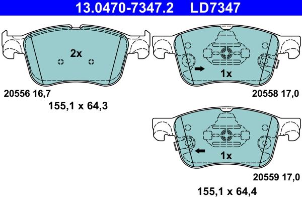 ATE 13.0470-7347.2 - Set placute frana,frana disc aaoparts.ro