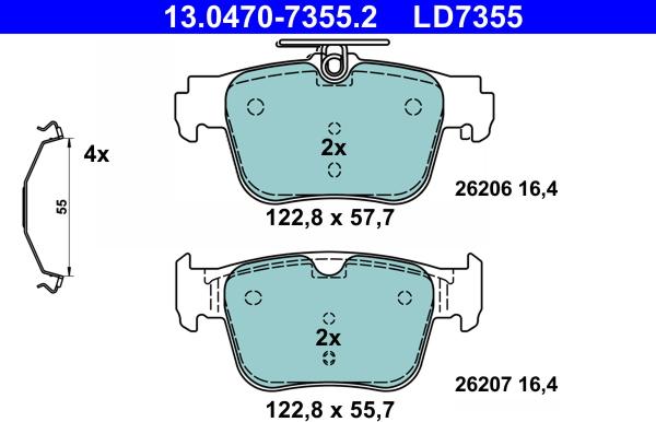 ATE 13.0470-7355.2 - Set placute frana,frana disc aaoparts.ro