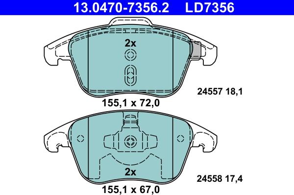 ATE 13.0470-7356.2 - Set placute frana,frana disc aaoparts.ro