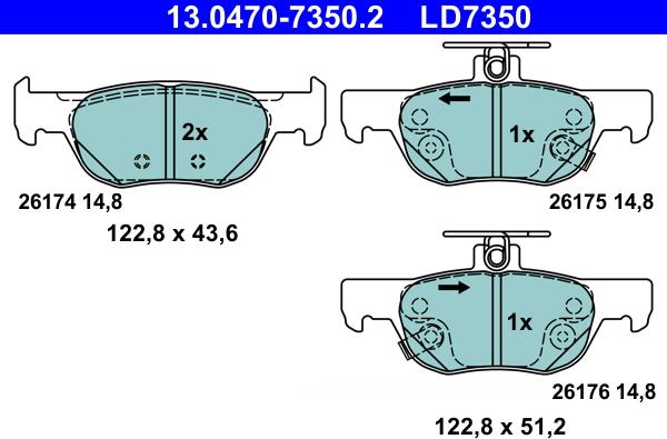 ATE 13.0470-7350.2 - Set placute frana,frana disc aaoparts.ro