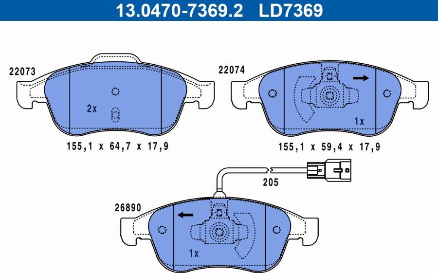 ATE 13.0470-7369.2 - Set placute frana,frana disc aaoparts.ro