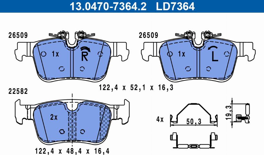 ATE 13.0470-7364.2 - Set placute frana,frana disc aaoparts.ro