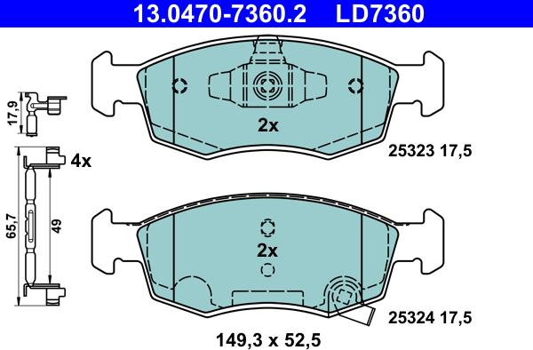 ATE 13.0470-7360.2 - Set placute frana,frana disc aaoparts.ro