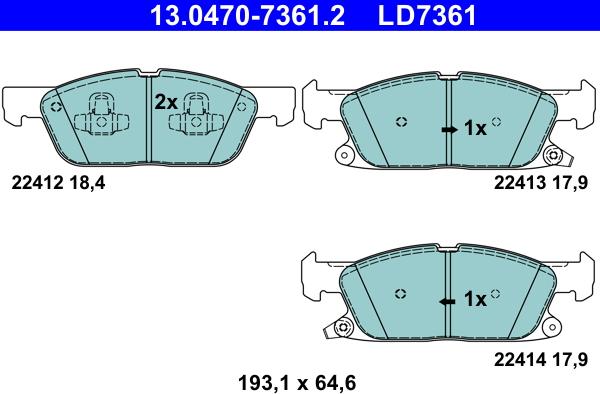 ATE 13.0470-7361.2 - Set placute frana,frana disc aaoparts.ro