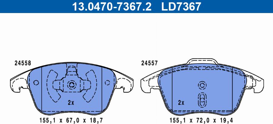 ATE 13.0470-7367.2 - Set placute frana,frana disc aaoparts.ro