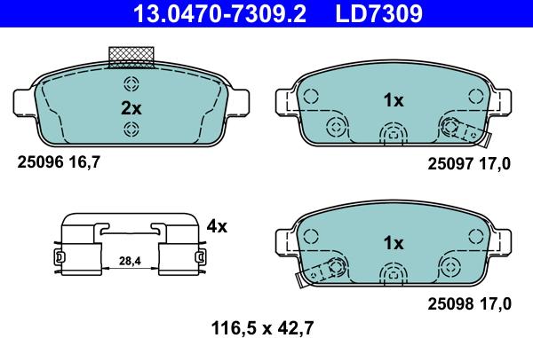 ATE 13.0470-7309.2 - Set placute frana,frana disc aaoparts.ro