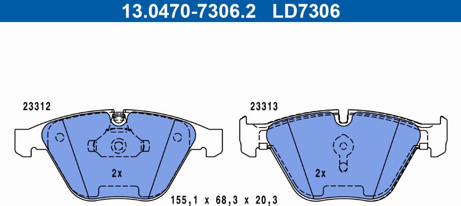 ATE 13.0470-7306.2 - Set placute frana,frana disc aaoparts.ro