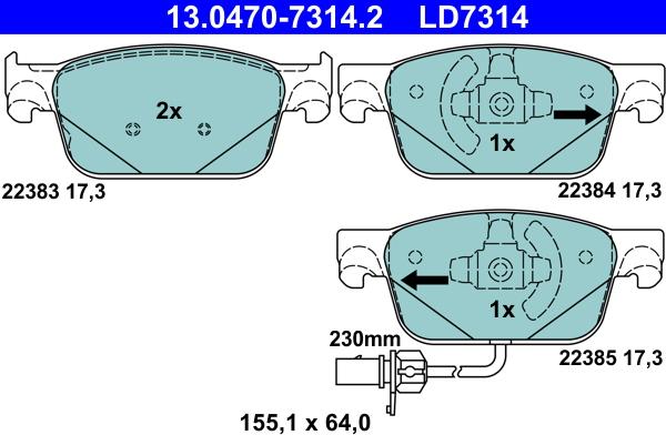 ATE 13.0470-7314.2 - Set placute frana,frana disc aaoparts.ro