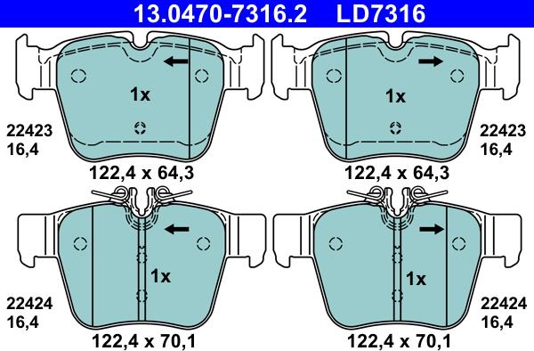 ATE 13.0470-7316.2 - Set placute frana,frana disc aaoparts.ro