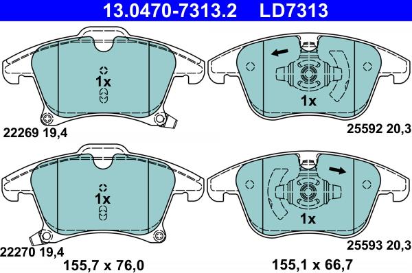 ATE 13.0470-7313.2 - Set placute frana,frana disc aaoparts.ro