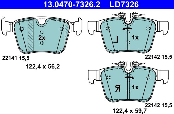 ATE 13.0470-7326.2 - Set placute frana,frana disc aaoparts.ro