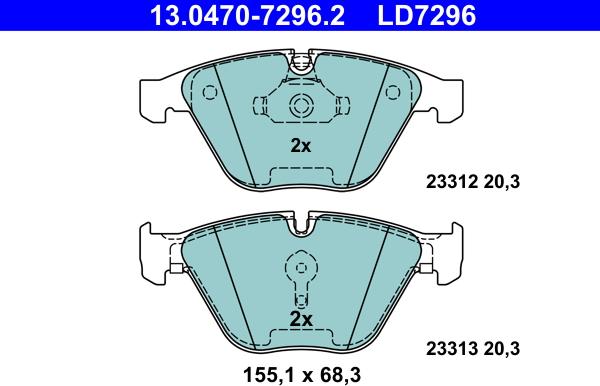 ATE 13.0470-7296.2 - Set placute frana,frana disc aaoparts.ro