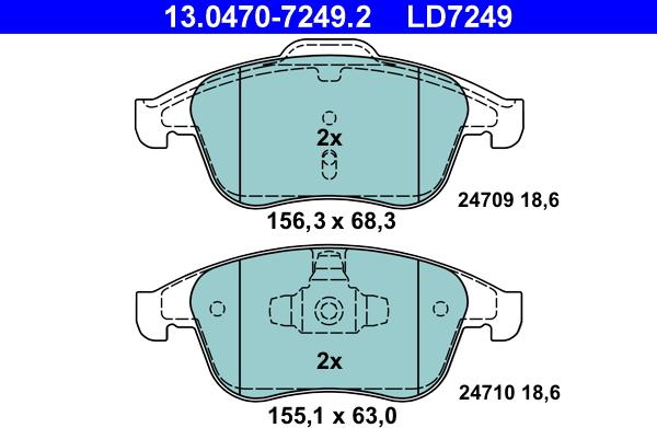 ATE 13.0470-7249.2 - Set placute frana,frana disc aaoparts.ro