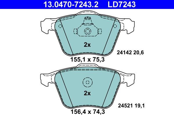 ATE 13.0470-7243.2 - Set placute frana,frana disc aaoparts.ro