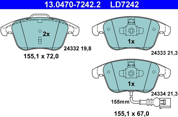 ATE 13.0470-7242.2 - Set placute frana,frana disc aaoparts.ro